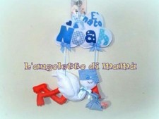 fiocco nascita hand made, fatto a mano in pannolenci, cicogna bambino