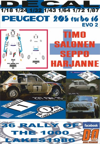 Decal peugeot 205 t16 - 205, e2