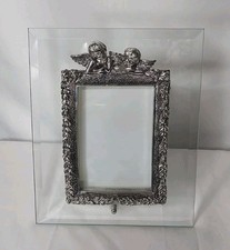 Cornice Borders Ornata Argento Cherubino Angelo Portafoto Portafoto Vetro