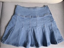 Gonna plissettata denim blu