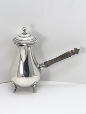 Prata Lei 833 Argento Portoghese Cioccolato o Caffettiera Manico Legno 320g