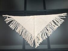 SCIALLE TRIANGOLARE CON FRANGE VINTAGE ANNI '60 COLOR BIANCO PANNA