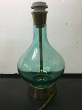 Lampada da tavolo vintage f.lli Melani in vetro verde e ottone art 04