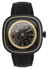 SevenFriday T-Series T-Works Automatico Nero PVD Pelle Orologio da Uomo T2/06