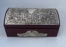 Cofanetto legno e metallo argentato con calzascarpe Pino Giordini vintage