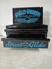 Harley Davidson Street Glide Mini Cassetta degli Attrezzi Acciaio 2 Cassetti Bk & Tq