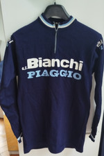 MAGLIA BIANCHI PIAGGIO ORIGINALE LANA 70' S VITTORE GIANNI CICLISMO MANICA LUNGA