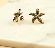 Orecchini in Acciaio Dorato Nickel Free Stella Marina Chiusura a farfallina