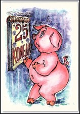 Cartolina calendario maiale - , di