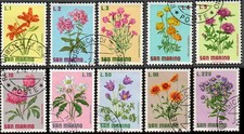 S. Marino 1971 Fiori serie completa usata 10 valori