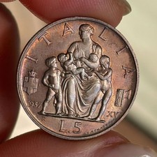 FAMIGLIA 5 LIRE 1937 RARA FIOR