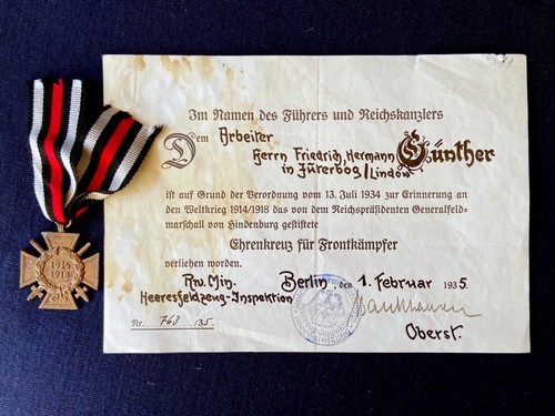 Ehrenkreuz für frontkämpfer - für,