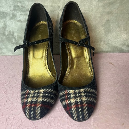 Crew mary jane heels plaid - j,
