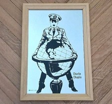 QUADRO A SPECCHIO-CHARLIE CHAPLIN-IL GRANDE DITTATORE-RIGHETTI-ANNI 70'-VINTAGE