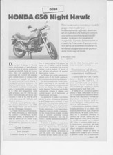 advertising Pubblicità brochure -TEST MOTO HONDA 650  NIGHT HAWK-MOTOSPORT