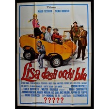 M219 MANIFESTO 4F LISA DAGLI OCCHI BLU TESSUTO DIONISIO CORBUCCI AUTO CAR POPOFF