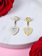 Piercing ombelico acciaio chirurgico Banana mm. 1,6 x 10 Cuore con VERI ZIRCONI
