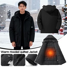 Giacca uomo invernale calda imbottita staccabile con cappuccio trapuntato cappotto antivento capospalla