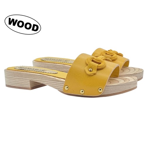 Zoccoli donna gialli pelle - zoccoli,