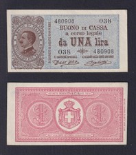 Banconota Italia 1 lira Vittorio Emanuele III° 2.9.1914 P.-36a SPL++/XF++
