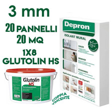 DEPRON 20 PANNELLI ISOLANTI DA 3MM (125X80) CONFEZIONE DA 20MQ  + 1 X 8 GLUTOLIN
