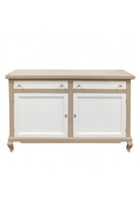 MADIA CREDENZA 2 ANTE E 2 CASSETTI IN LEGNO LACCATO TORTORA E BIANCO