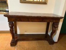 CONSOLLE CARLO X, ITALIA CENTRALE EPOCA 800, NOCE E PIANO IN MARMO, BELLISSIMA