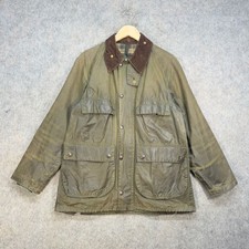 Barbour A100 Bedale giacca cerata uomo UK M verde salvia tasche stemma anni 80 vintage