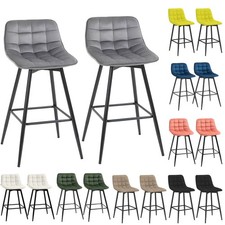 HOMCOM Set 2 Sedie Imbottite Sgabelli da Bar Stile Nordico Velluto