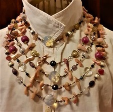 Collana multifilo etnico - , rosa