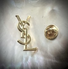 Broche Pin's YSL Monogramme Yves Saint Laurent  Métal Doré - 