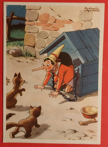 Cartolina pinocchio cane - pinocchio,
