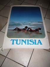 MANIFESTO POSTER ORIGINALE del 1973 TUNISIA  PUBBLICITARIO,SOLE MARE
