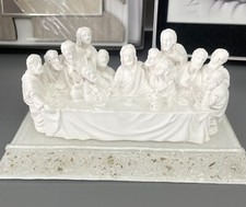 Statua Ultima Cena in marmo sintetico base vetro diamantata 18x10 cm