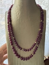 Rubini Beads Collier  Non Trattati Con Chiusura Oro 14 Kt Distanziali Oro