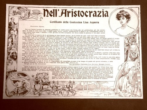 Pubblicità del 1906 pillole - 1906,