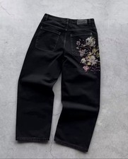 Jeans con ricamo y2k - jeans,