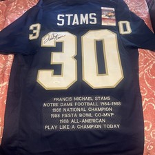 Maglia Frank Stams Notre Dame Fighting irlandese firmata blu auto college JSA COA