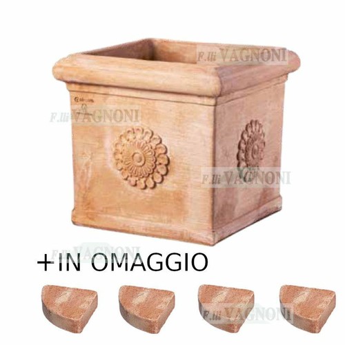 Vaso quadrato cubo con - , rosone
