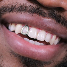 Tappo denti singolo griglia faccia aperta argento personalizzato con kit stampo