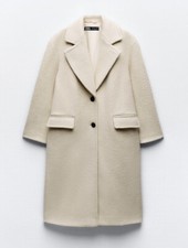 ZARA BOUCLÉ COAT ECRU FLAT