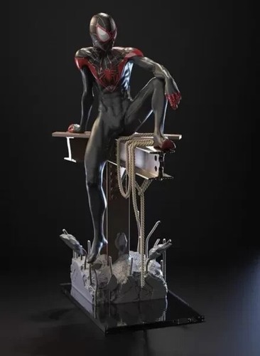Spiderman miles morales statue - spiderman,