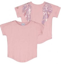 Top da bambina Angel's Face manica corta con ali slouch - rosa vintage