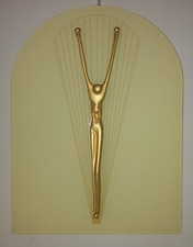 Crocifisso Vintage Da Parete Gesù Cristo Metallo E Vetro  40x30 Anni '80