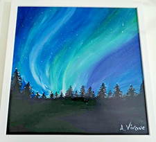 Aurora Boreale – Quadro Acrilico su Tela 40×40 | Dipinto Originale Moderno
