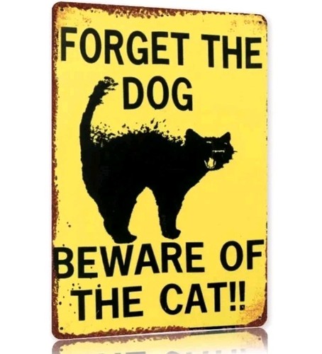 Insegna gatto vintage metallo