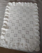 Copertina nascita uncinetto artigianale bianco unisex 95x68 PEZZO UNICO SVENDITA
