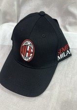 Cappello Berretto AC MILAN con Visiera per Unisex - Nero regolabile OneSize