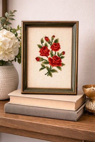 Rosa floreale vintage punto