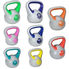 SPORTNOW Kettlebell 4/6/8/10/12/14/16 kg in PU con Base Piatta e Impugnatura